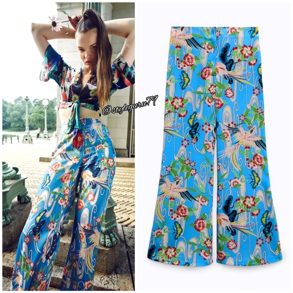 Zara Pants - NWT, ZARA, Printed High Waisted Trousers